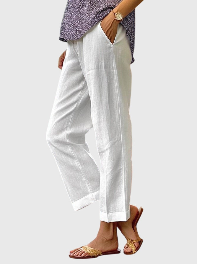 Elegant Women's Linen Summer Trousers Relaxed Fit