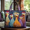 Elegant Handcrafted Rooster Embroidered Summer Tote Bag