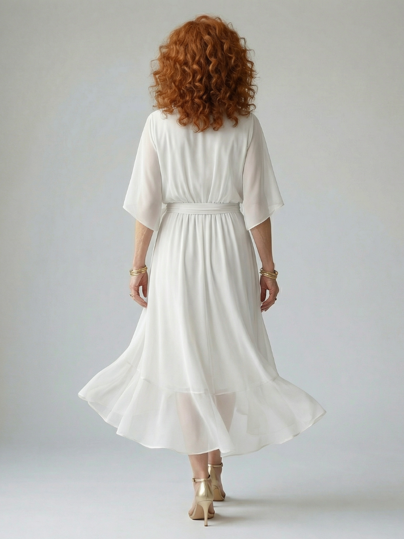 Relaxed Lightweight Drape Midi Dress Summer Fit