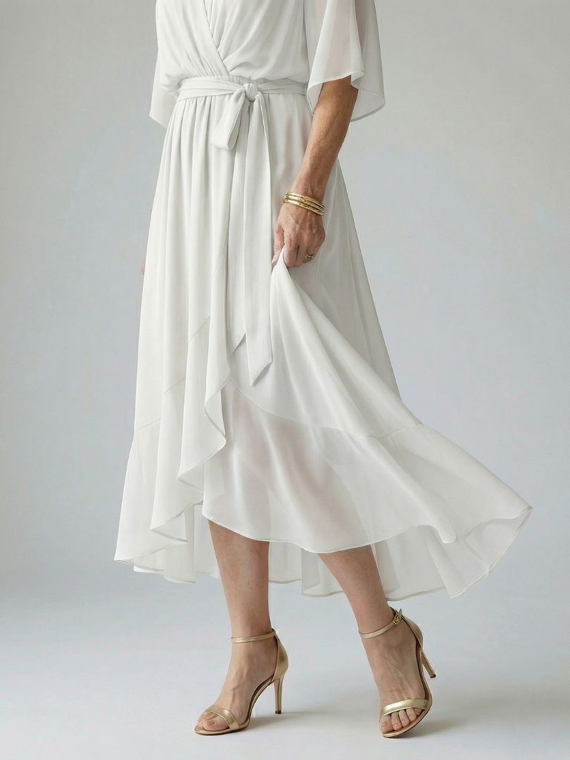 Relaxed Lightweight Drape Midi Dress Summer Fit