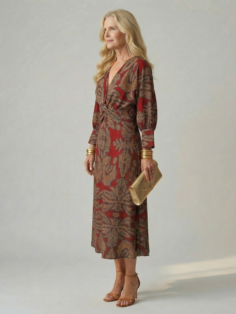 Elegant Wrap Midi Dress Natural Fabric Relaxed Summer Fit