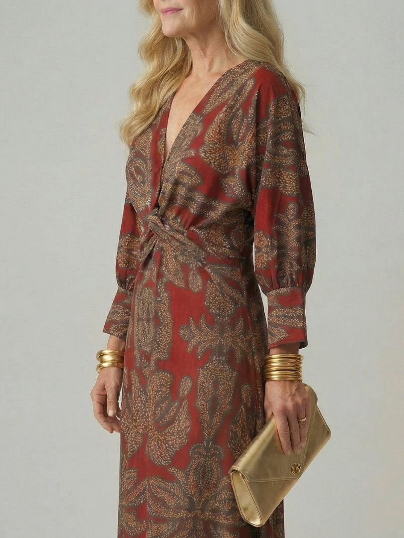 Elegant Wrap Midi Dress Natural Fabric Relaxed Summer Fit