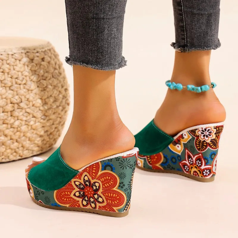 Relaxed Velvet Wedge Sandal Bohemian Summer Fit