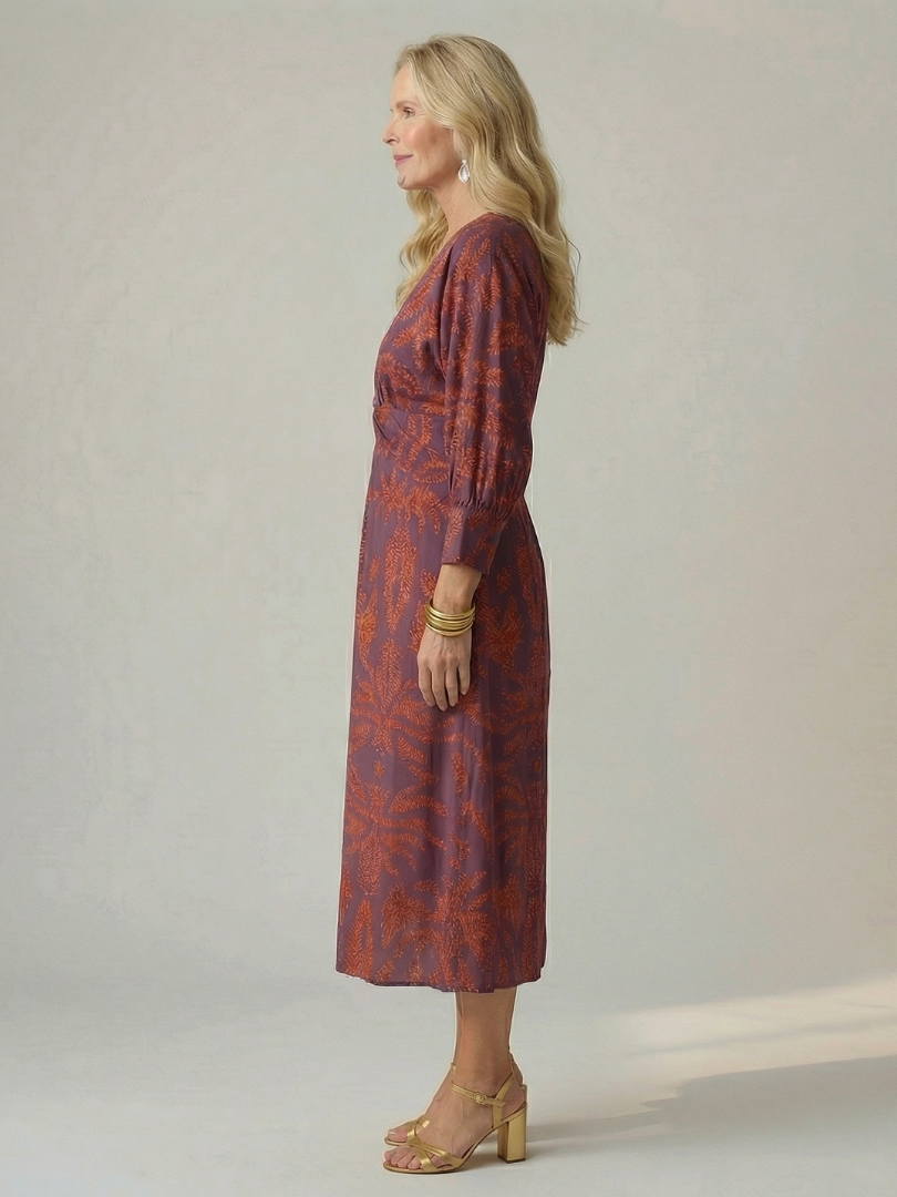 Elegant Wrap Midi Dress Natural Fabric Relaxed Summer Fit