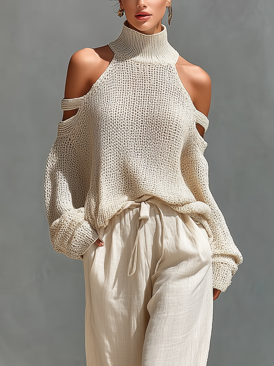 Relaxed Knit Two-Piece Set Wide-Leg Trousers Autumn