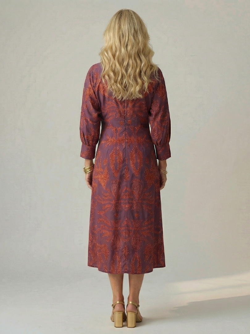 Elegant Wrap Midi Dress Natural Fabric Relaxed Summer Fit