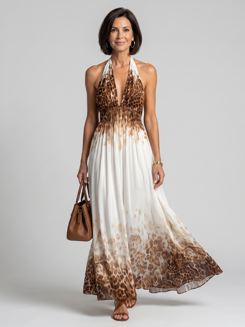Elegant Pleated Midi Dress Lightweight Summer Fit