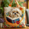 Stylish Handcrafted Shih Tzu Book Floral Shoulder Bag