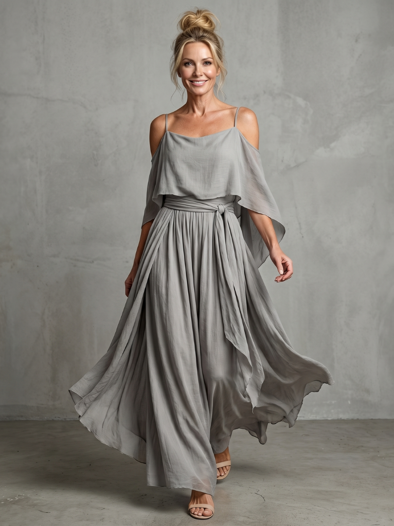 Elegant Layered Drape Wide-Leg Co-Ord Set