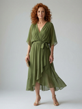 Relaxed Lightweight Drape Midi Dress Summer Fit