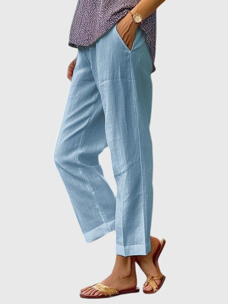 Elegant Women's Linen Summer Trousers Relaxed Fit