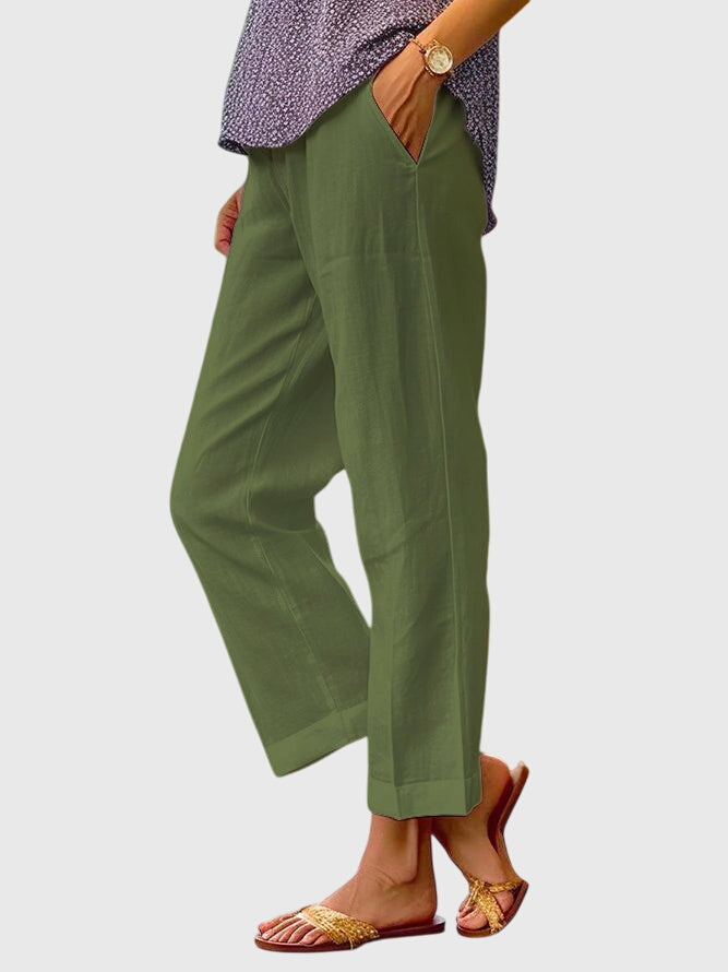 Elegant Women's Linen Summer Trousers Relaxed Fit