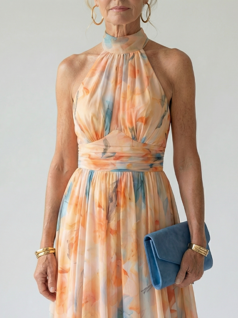 Elegant Sleeveless Midi Dress Soft Summer Fit