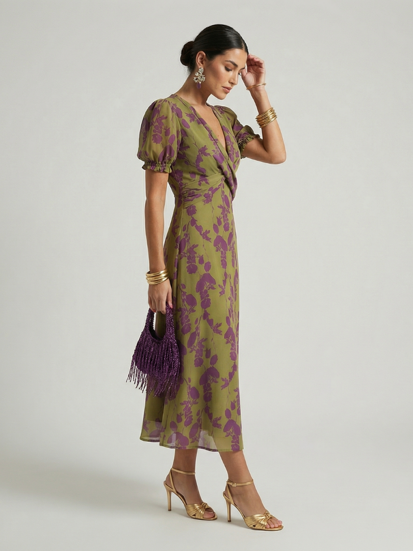 Relaxed Floral Midi Dress Lightweight Summer Fit