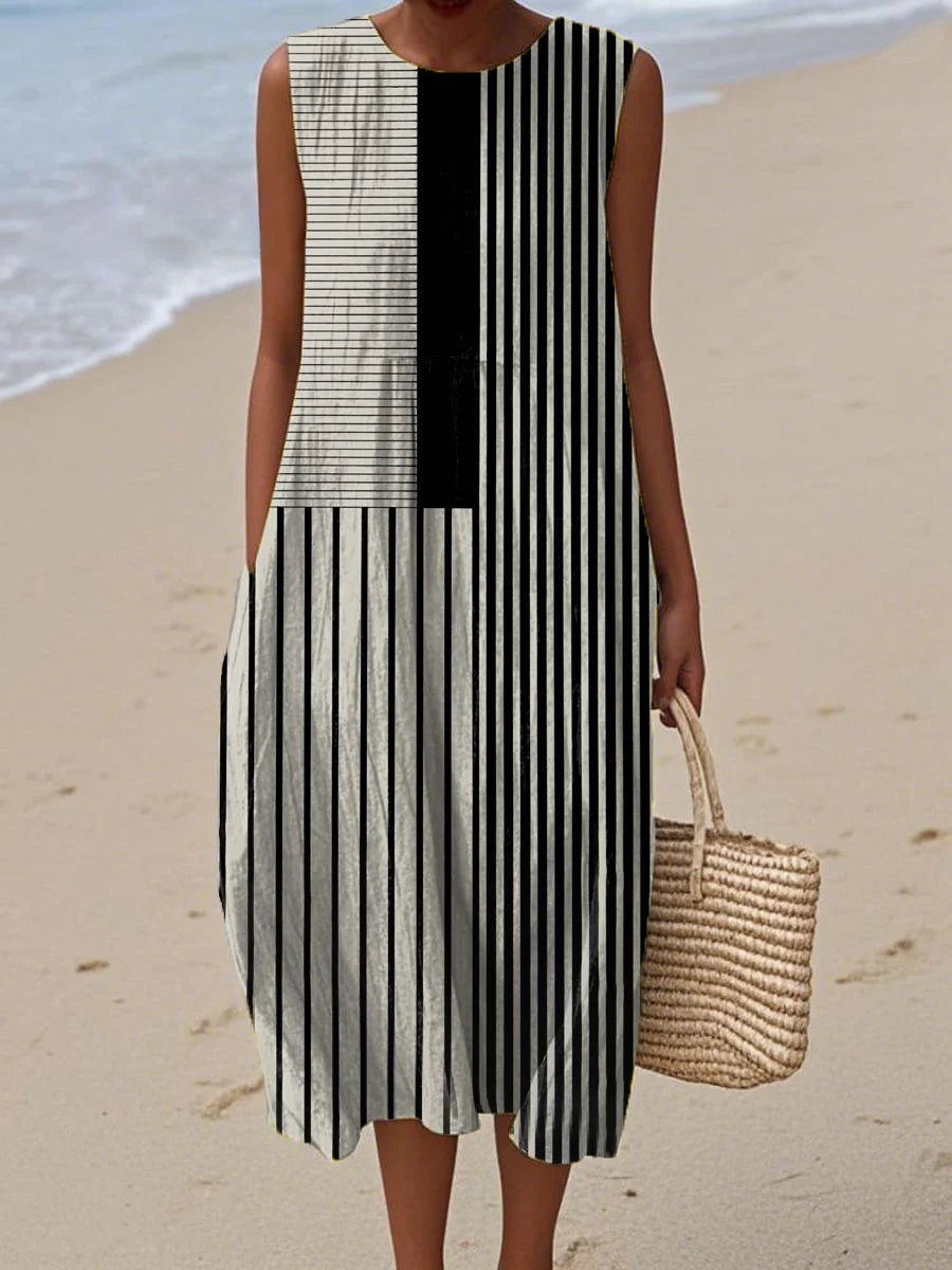 Elegant Sleeveless Summer Dress with Pockets Lightweight Relaxed Fit
