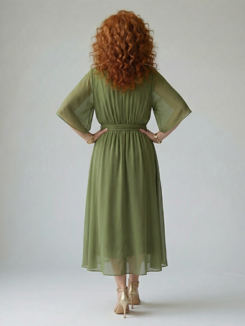 Relaxed Lightweight Drape Midi Dress Summer Fit