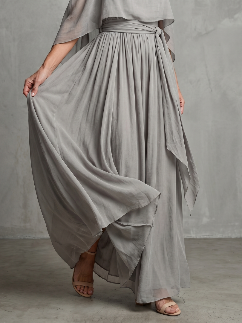 Elegant Layered Drape Wide-Leg Co-Ord Set