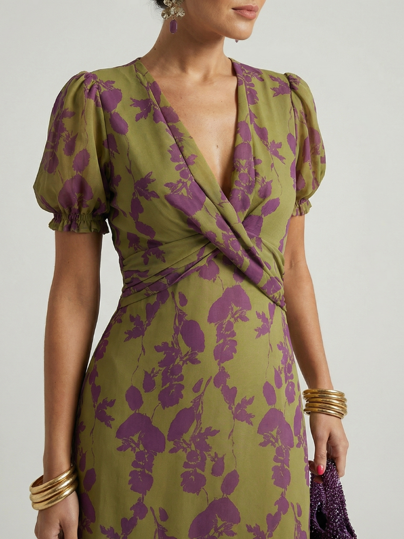 Relaxed Floral Midi Dress Lightweight Summer Fit
