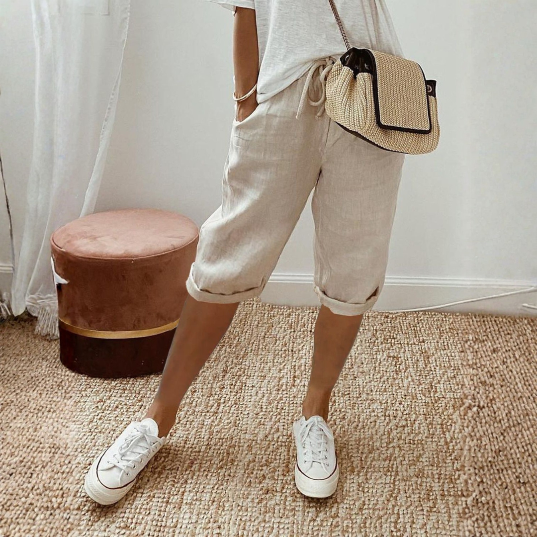 Relaxed Fit Cotton Linen Shorts Summer