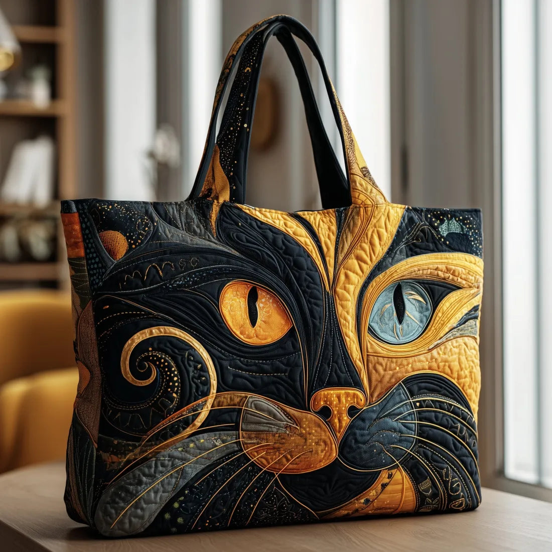 Stylish Handcrafted Mystic Cat Satchel Bag