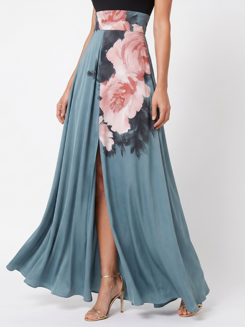 Elegant Floral Halter Maxi Dress Lightweight Summer Fit