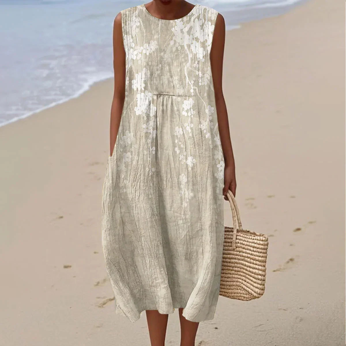 Relaxed Sleeveless Summer Dress with Pockets