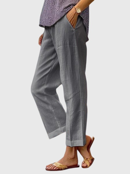 Elegant Women's Linen Summer Trousers Relaxed Fit