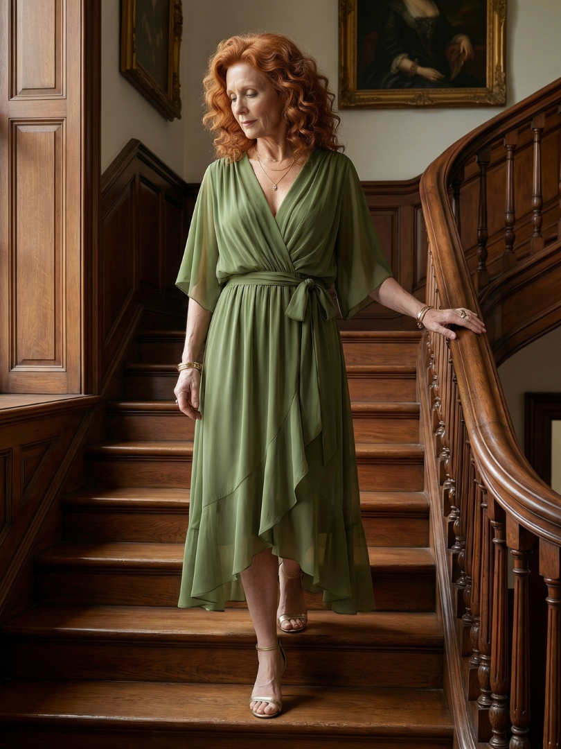 Relaxed Lightweight Drape Midi Dress Summer Fit