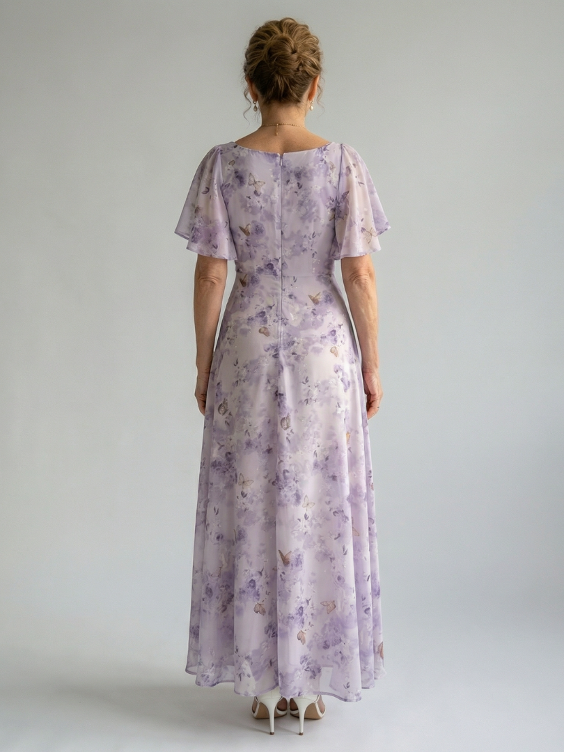 Elegant Flutter Sleeve Midi Dress Lightweight Summer Fit