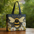 Stylish Handcrafted Floral Bee Embroidered Tote Bag