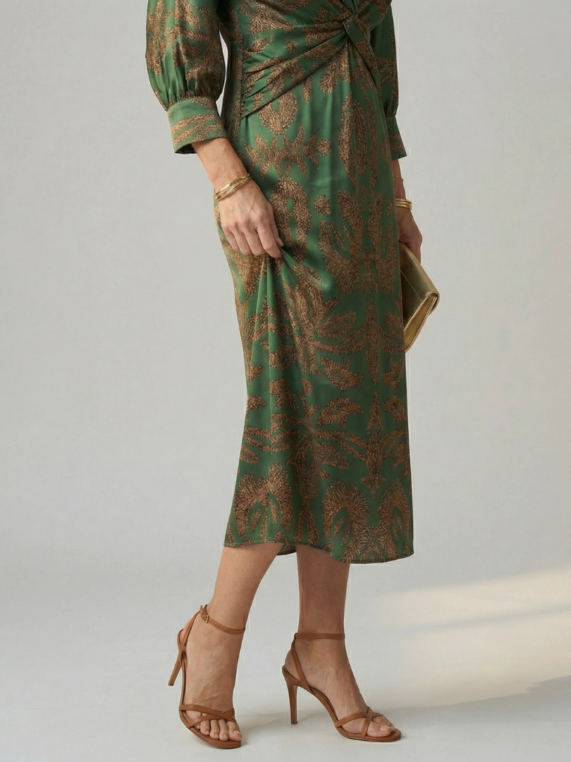 Elegant Wrap Midi Dress Natural Fabric Relaxed Summer Fit