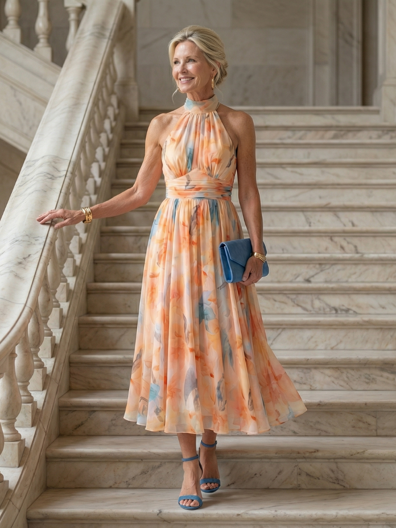 Elegant Sleeveless Midi Dress Soft Summer Fit