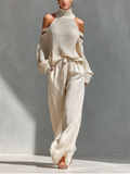 Relaxed Knit Two-Piece Set Wide-Leg Trousers Autumn