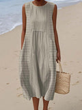 Elegant Sleeveless Summer Dress with Pockets Lightweight Relaxed Fit