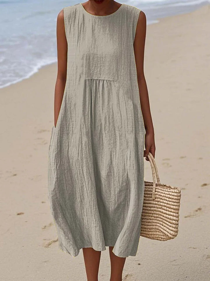 Elegant Sleeveless Summer Dress with Pockets Lightweight Relaxed Fit