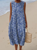 Relaxed Sleeveless Summer Dress with Pockets Lightweight Cotton Fit
