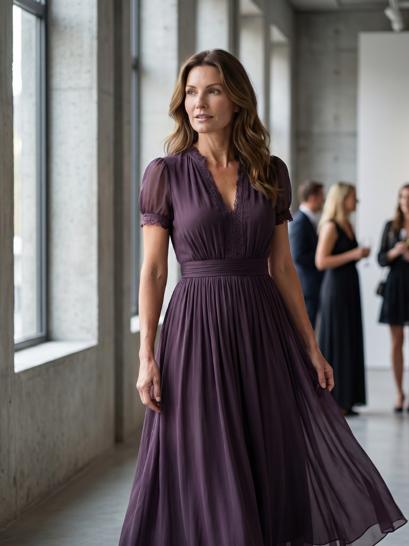 Elegant Ruched Waist Keyhole Maxi Dress Summer