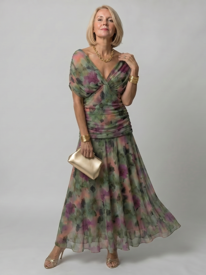 Elegant Flowy Midi Dress Sleeveless Summer Fit