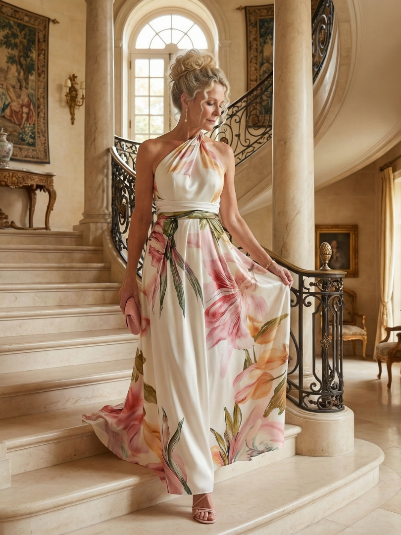 Elegant Floral Maxi Dress Lightweight Summer Fit