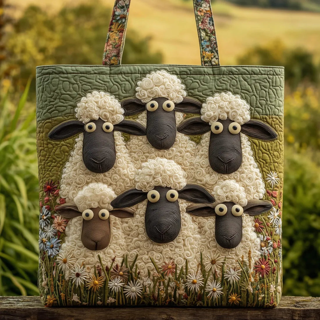 Relaxed Handcrafted Sheep Motif Leather Tote Bag