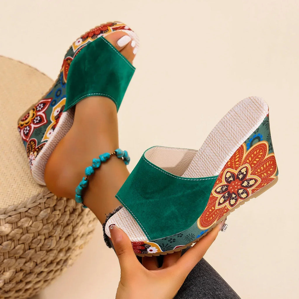 Relaxed Velvet Wedge Sandal Bohemian Summer Fit