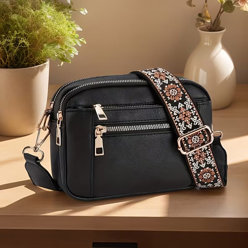 Elegant Square Crossbody Bag with Structured Straps