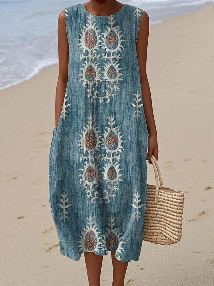 Elegant Sleeveless Summer Pocket Dress
