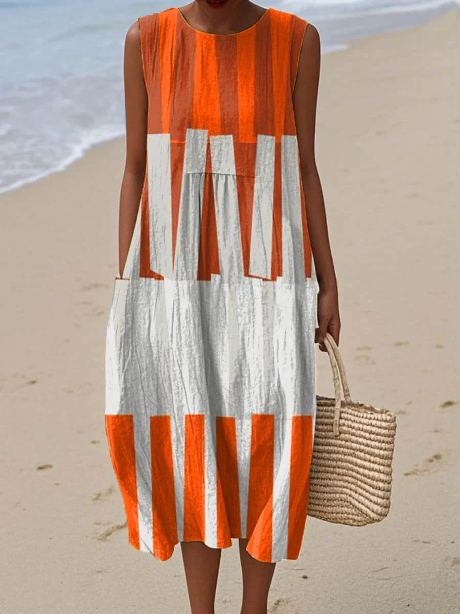 Relaxed Sleeveless Pocket Dress for Warm Season