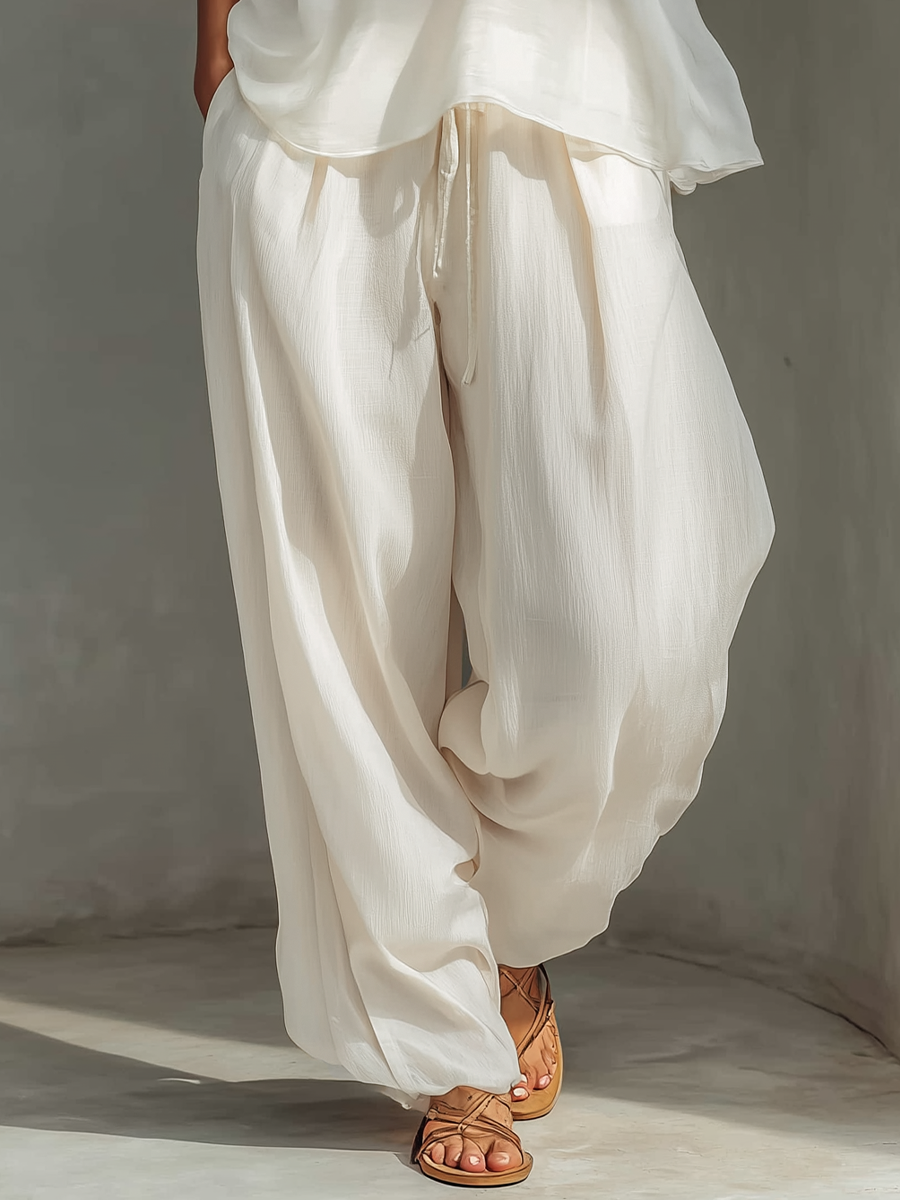 Relaxed Linen Two-Piece Set with Flowy Oversized Blouse Summer
