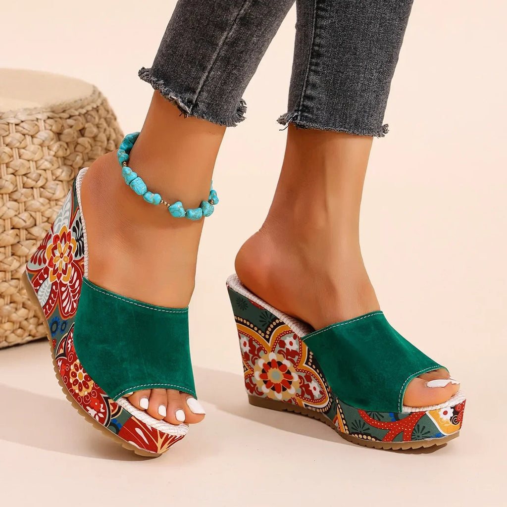 Relaxed Velvet Wedge Sandal Bohemian Summer Fit