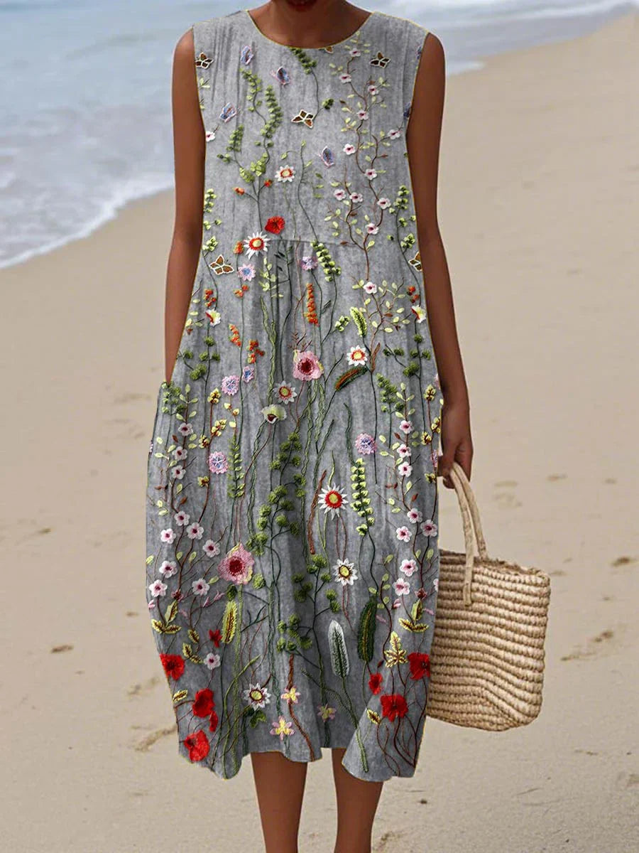 Relaxed Sleeveless Summer Dress with Pockets Lightweight Fit
