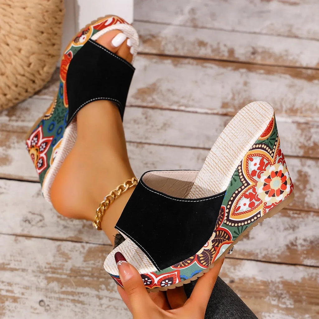 Relaxed Velvet Wedge Sandal Bohemian Summer Fit