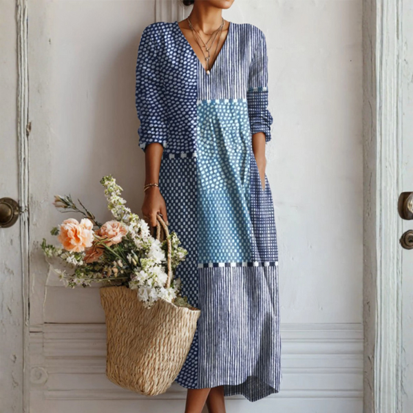 Elegant Vintage Canvas Summer Dress Relaxed Fit