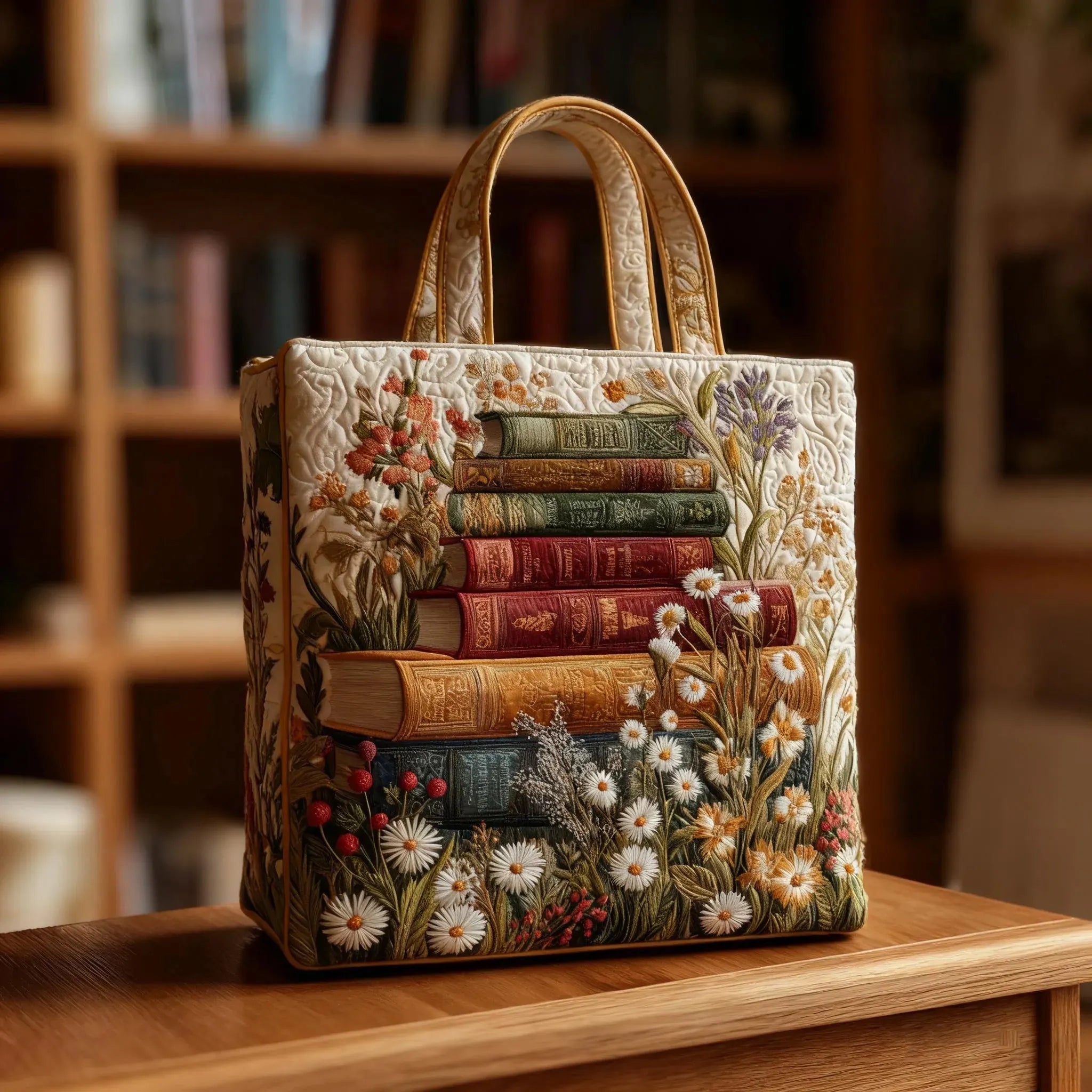 Elegant Handcrafted Quilted Bag Floral Pattern